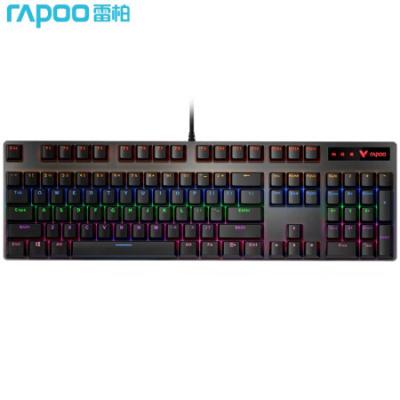雷柏（Rapoo） V500PRO 机械键盘 有线键盘 游戏键盘 104键混光键盘 吃鸡键盘 电脑键盘 黑色 青轴