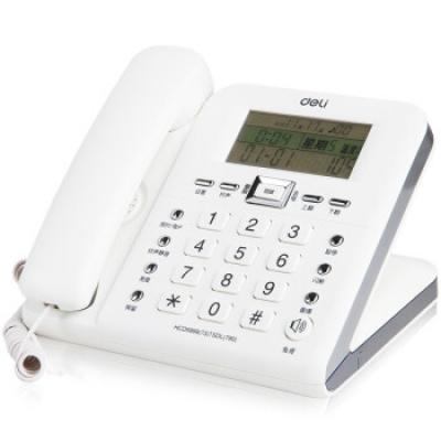 得力（deli）790电话机白 38度倾角设计 动态储存技术 大屏语音播报 5级可调亮度 闹钟电话机