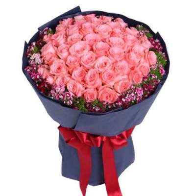 50朵戴安娜粉玫瑰花束 同城鲜花配送