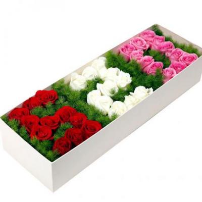 33朵玫瑰混搭花束礼盒 同城鲜花配送