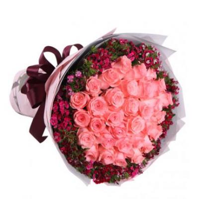 33朵戴安娜粉玫瑰花束 同城鲜花配送