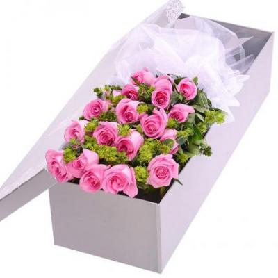 19朵粉玫瑰花束礼盒 同城鲜花配送