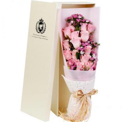 19朵戴安娜粉玫瑰花束礼盒 同城鲜花配送