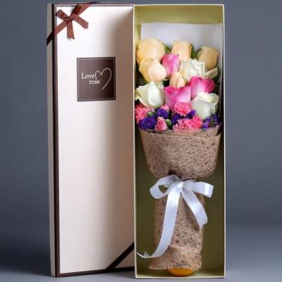 3朵苏醒玫瑰+3朵白玫瑰+5朵香槟玫瑰花束礼盒 同城鲜花配送