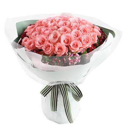 52朵戴安娜粉玫瑰花束 同城鲜花配送