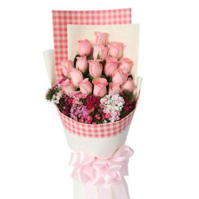 16朵戴安娜粉玫瑰花束 同城鲜花配送