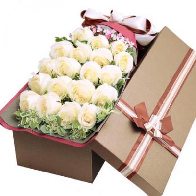 19朵白玫瑰花束礼盒 同城鲜花配送