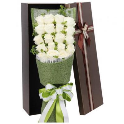 19朵白玫瑰花束礼盒 同城鲜花配送