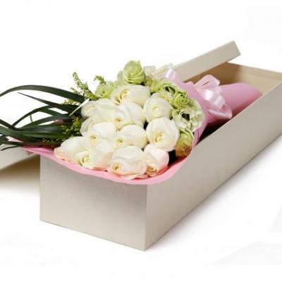 11朵白玫瑰花束礼盒 同城鲜花配送