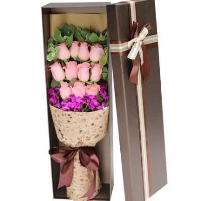 11朵戴安娜粉玫瑰花束礼盒 同城鲜花配送