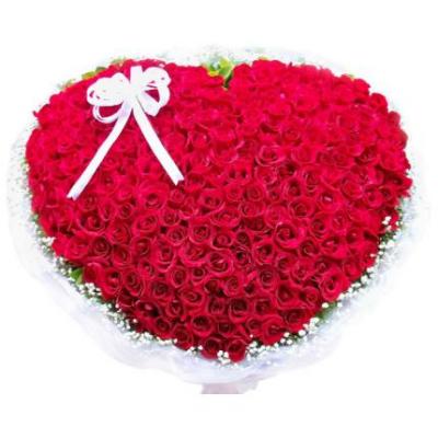365朵红玫瑰心形包扎花束 同城鲜花配送