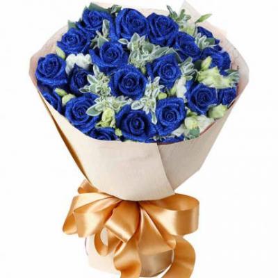 19朵蓝色妖姬玫瑰花束 同城鲜花配送