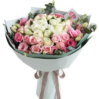 22朵白玫瑰+14朵粉玫瑰花束 同城鲜花配送