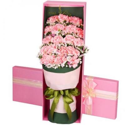 19朵粉色康乃馨花束礼盒 同城鲜花配送