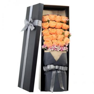 19朵香槟玫瑰花束礼盒 同城鲜花配送