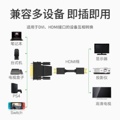 绿联（UGREEN）DVI公转HDMI母转接头 DVI24+1/DVI-D转HDMI高清转换线 支持PS4笔记本电脑显卡接显示器