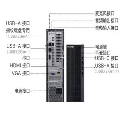 华为擎云W515 国产电脑商用台式机 麒麟990/无光驱/麒麟/统信试用版+23.8英寸显示器