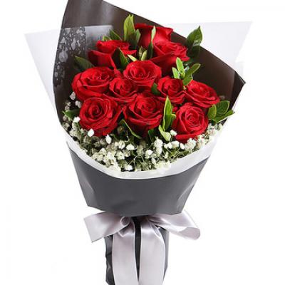 七夕情人节鲜花:爱慕之情 11朵红玫瑰花束