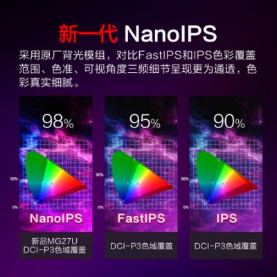 HKC 27英寸显示器 神盾MG27U Nano IPS屏 4K高清160Hz超频 10.7亿色HDR600 四边微边框旋转升降电竞屏显示器 
