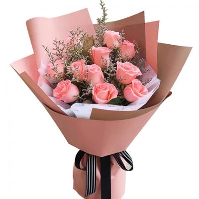 520情人节鲜花:谱写幸福 11朵戴安娜粉玫瑰花束